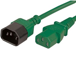 IEC C13 to C14 Power Cable Green (1.0mm2)