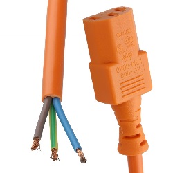 IEC C13 to Stripped Bare End Cable Orange (1.0mm2)